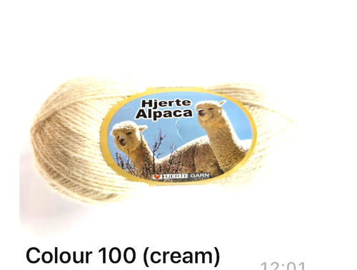 Hjerte Alpaca Natural Cream 100