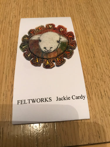 Handmade felt sheep brooch by Feltworks Jackie Cardy No 5